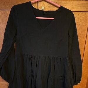 Longsleeve Black Ruffle Babydoll Style Dress